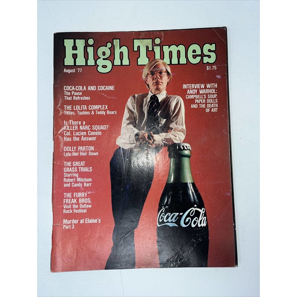 High Times Magazine August 1977 Andy Warhol Interview, Back Cover Tear